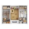 Wardrobe Set, Pet Cabinet, 270 x 50 x 200 cm, with Clothes Rail and Cat Climbing Wall, for Bedroom, Living Room and Hallway, White+Wood Look