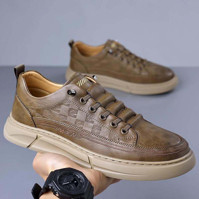 

Fashion Leather Men s Casual Sneakers Spring Autumn Wear-resistant Non-slip Platform Shoes Comfortable Fashion Casual Board Shoes Male 38