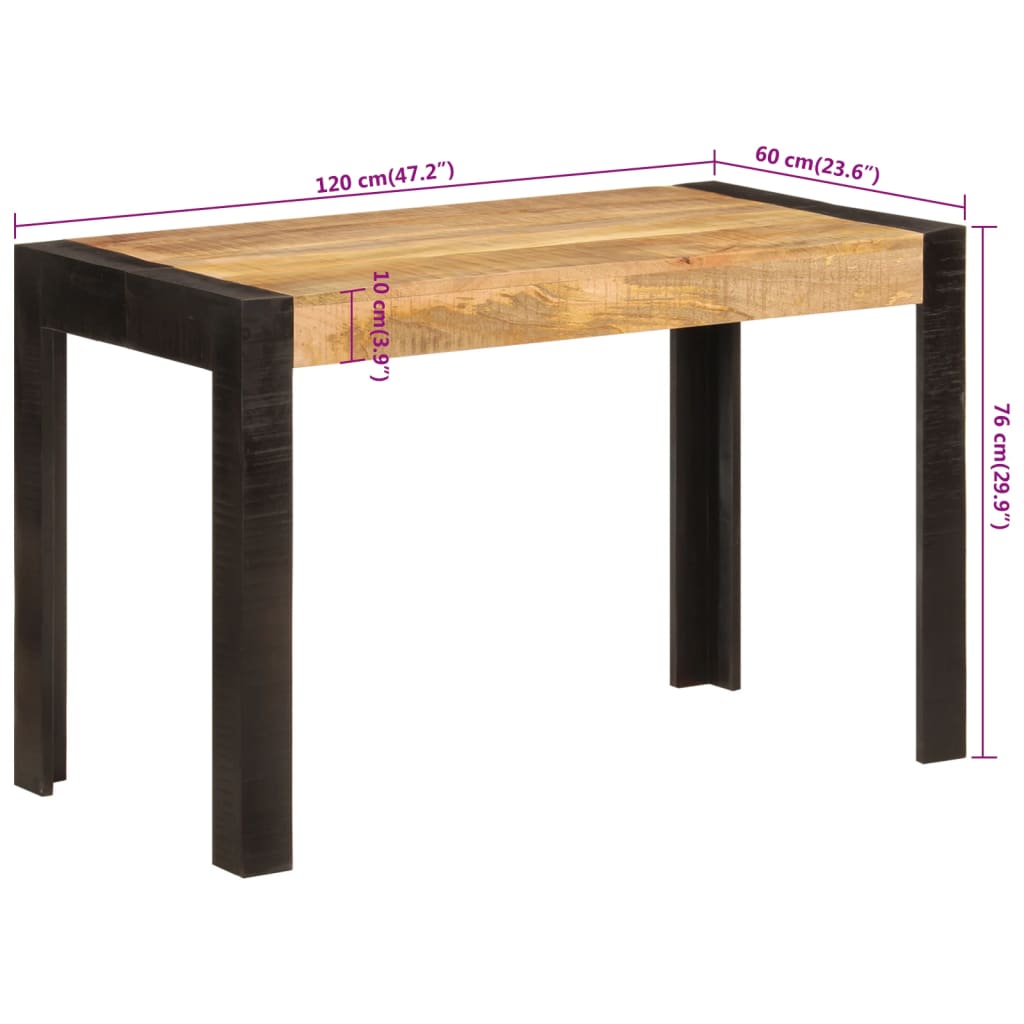 Dining Table 120 X 60 X 76 Cm Solid Mango Wood