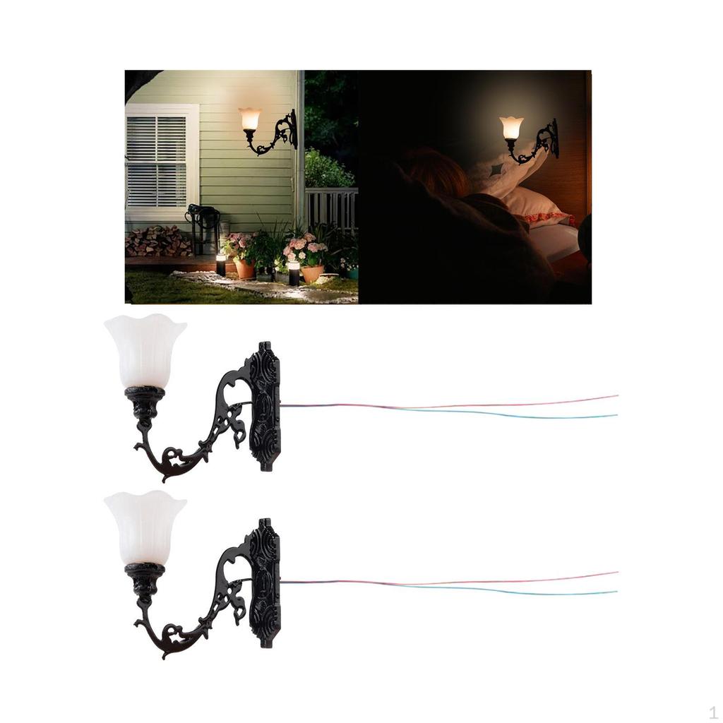 2 Pieces Miniature Street Lights Hanging Lamp Ornament Toy Accessory 1:12 Vintage Wall Models