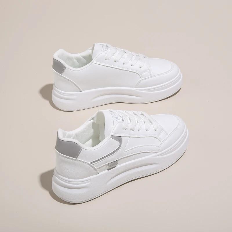 Women's Casual Sports Shoes for Women Lightweight PU Leather Sneakers Platform Womens WhiteTennis Shoes
