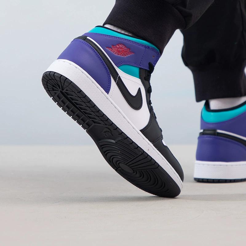 Air Jordan 1 Mid GS Aqua Kinder Sneaker Weiß Court-Lila Tropical-Twist DQ8423-154