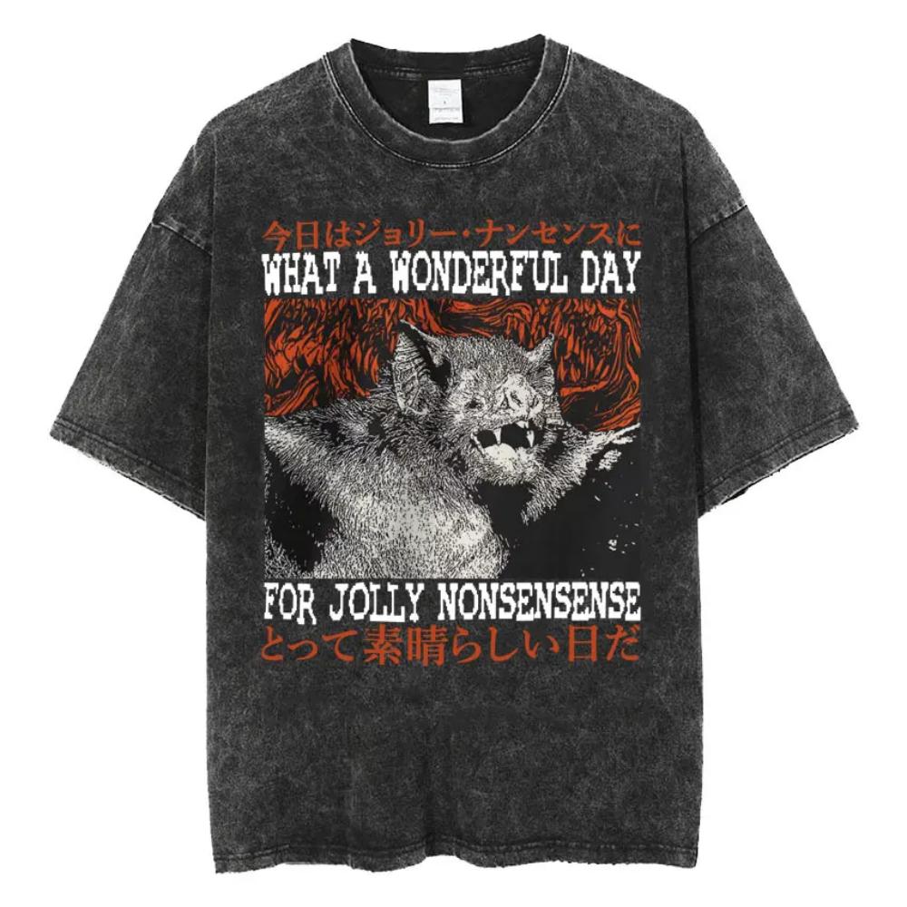 

Funny Rat Vintage Washed Japanese T Shirt Amare Box No Thoughts Head Empty Unisex Women Casual Loose Short Sleeve Soft Durable S