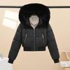 Women's Winter Cotton Puffer Jacket with Fur Collar - Korean Style, Short, Loose Fit, Thick Velvet, Trendy Outerwear, Free Shipping.