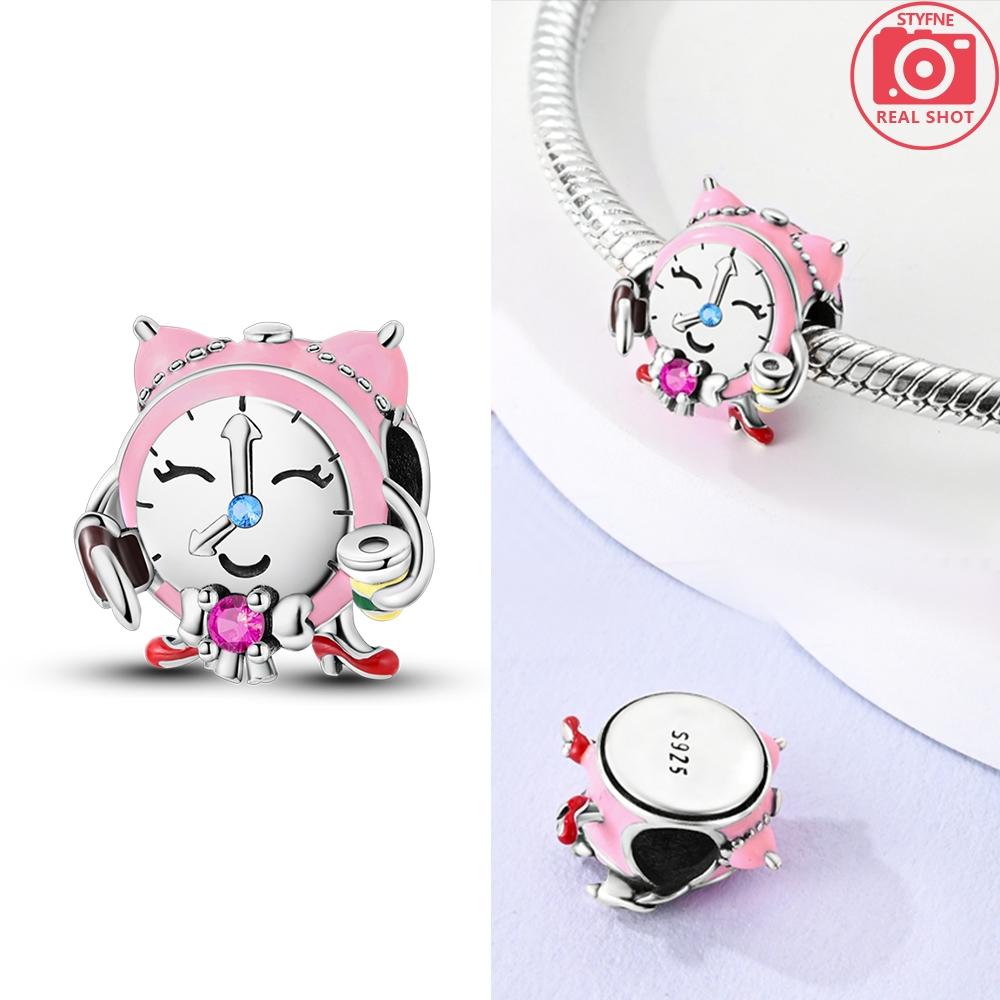 Pink Cute Alarm Clock Beadscopper Plated Original Beads Fit Originalcharms Bracelet Beads Jewelry Gifts For Women