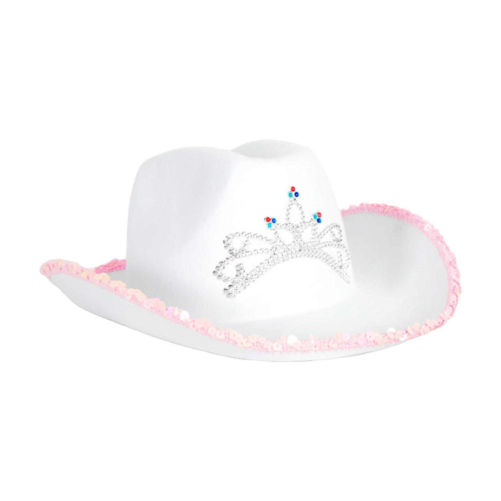 

Cowgirl Hats Decorative Breathable Shiny Comfortable Dress up Cowboy Hat Jazz Hat for Bridesmaid Girls Bride Women Engagement белый