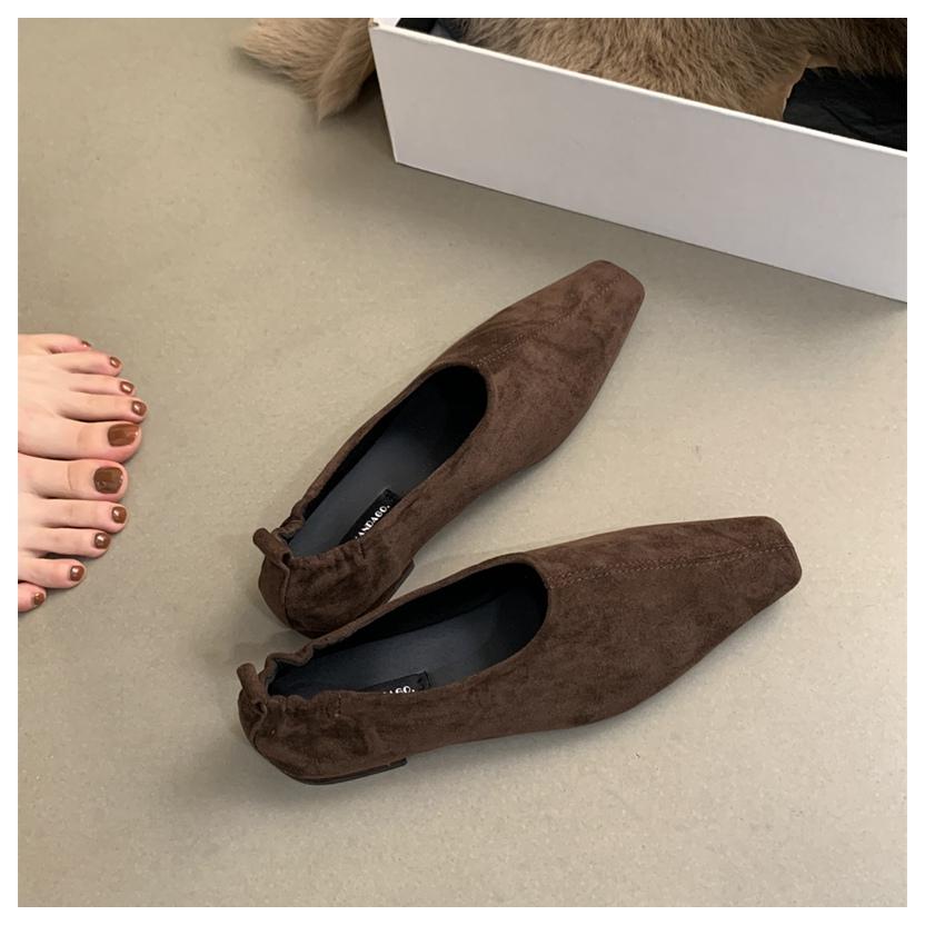 New Spring Autumn Shoes Women Loafers Suede Ballerina Square Toe Flats Ballet Shallow Soft Moccasins British Style Sneaker Mujer