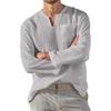 Amazon wish independent station Spring men's long-sleeved V-neck casual beach linen loose shirt men