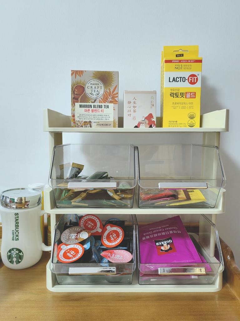 Tea Bag Storage Box Office Coffee Organizer Drawer Rack Mask Lipstick Cosmetics Rack Kitchen Organization Desk Storage Station