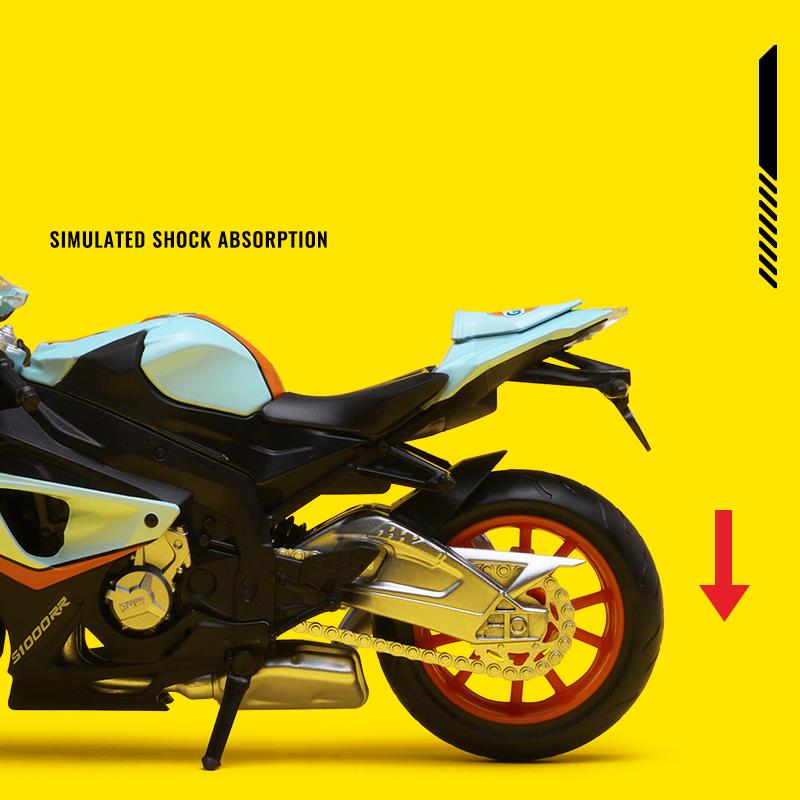 1/12 BMW S1000RR Gulf Oil Die Cast Motorcycle Model Toy Vehicle Collection Autobike Shork-Absorber Off Road Autocycle Toys Car