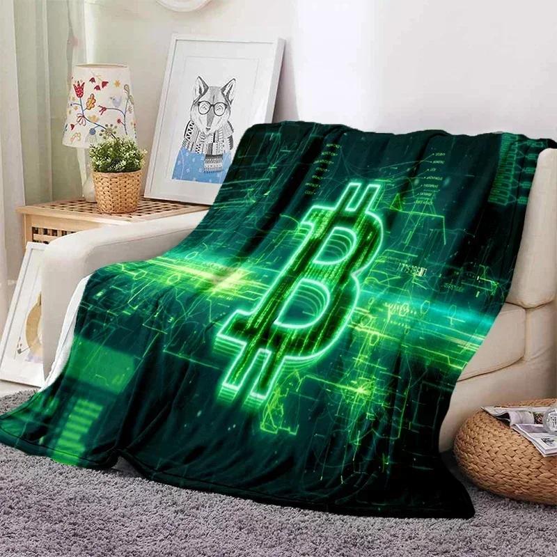 Bitcoin Soft Throw Blanket Game Blanket Bed Throw Blanket Warm Cartoon Printed Bedspread Bed Couch Sofa Birthday Gifts for Boys