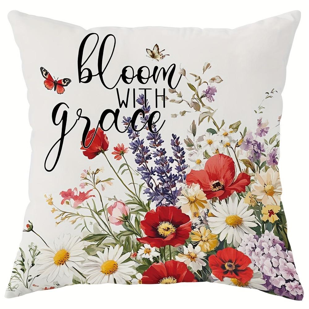 Gorgeous Floral Pillow Cover: Blooming Flowers, with Inspirational Life and Home Furnishings, Sofa and Chair Cushion Cover
