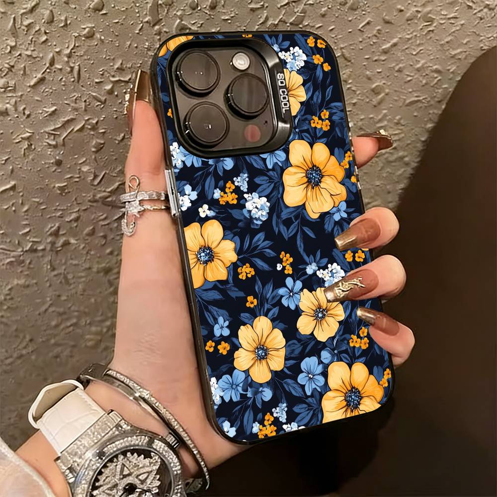 F-flowers Phone Case For iPhone 17,16,15,14,13,12,11 Plus,Pro Max,XS,Colorful Silver Black Cover