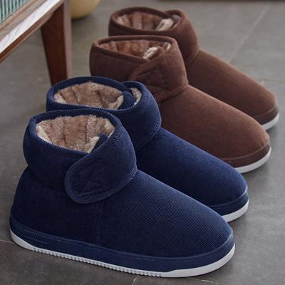 Thermo-Baumwoll-Hausschuhe für ältere Menschen, für den Winter, für Herren und Damen, verdickte, rutschfeste Baumwollschuhe mit Klettverschluss, für Zuhause, Mama- und Papa-Schuhe