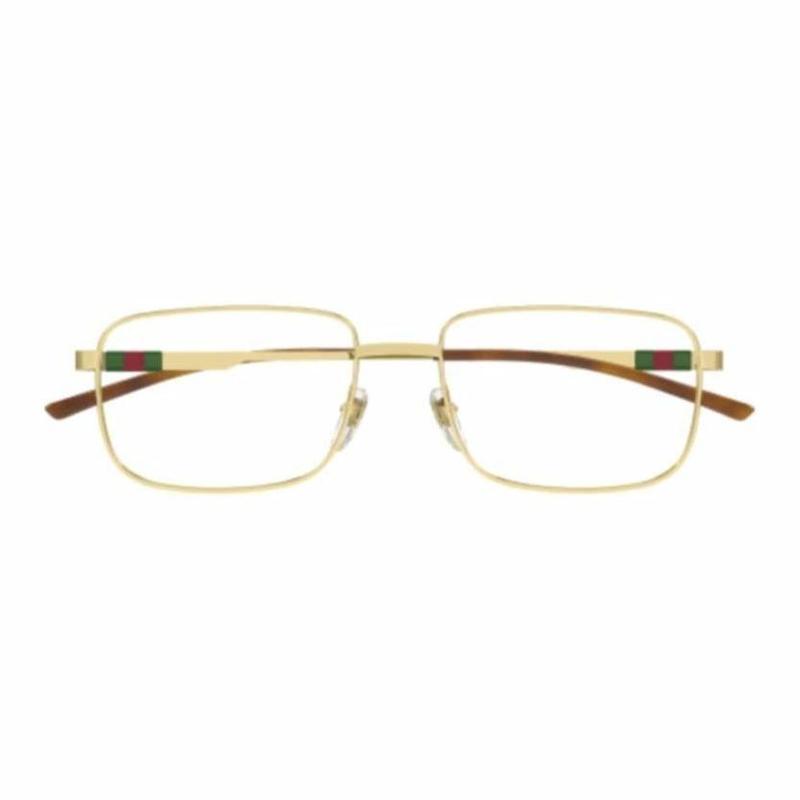 Gucci Temple Logo Rectangular Optical Frame Men's Gold Gold F in original box and bag (new and old versions of glasses case are random)
