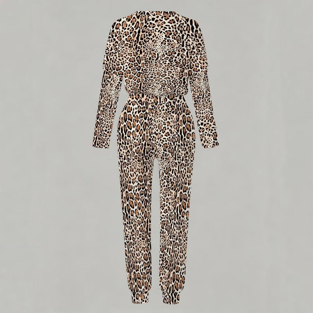 Female Crew Neck Long Sleeve Tunic And High Waist Straight Pants Two Piece Daily Casual Loungewear
