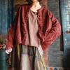 Chinese Style Vintage Print Green Blouse Women Long Sleeve Button Shirt Tops Spring Stand Collar Johnature