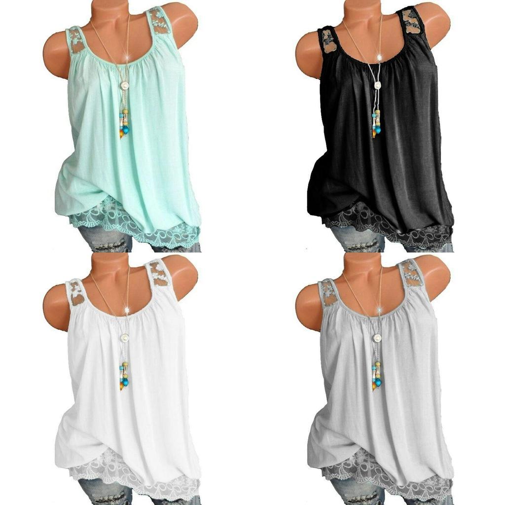 Premium Quality Sexy Women's Summer Sleeveless Lace T-shirt Vest For Effortless Style