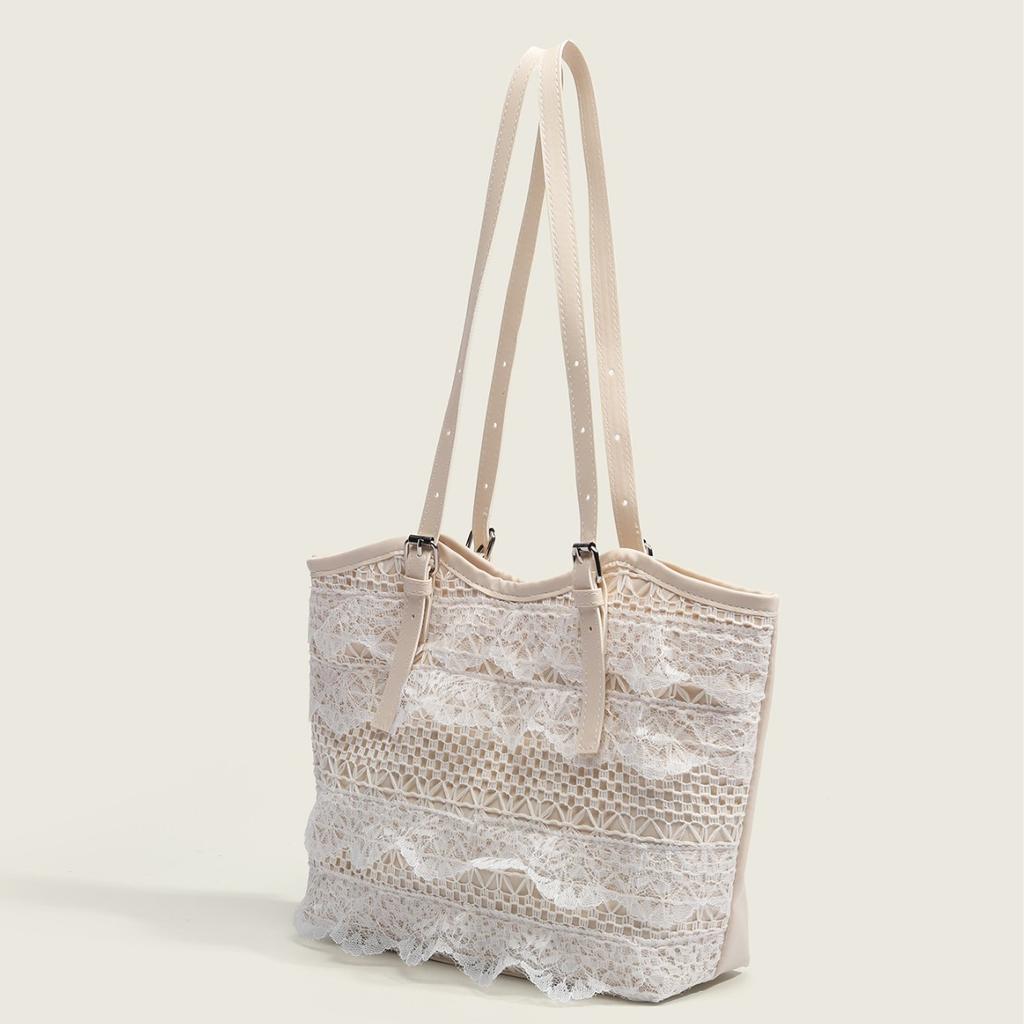 Korean Style Ins Lace Tote Bag for Women Fashion Versatile Shoulder Handbag Niche Large Capacity Commuter Underarm Bag