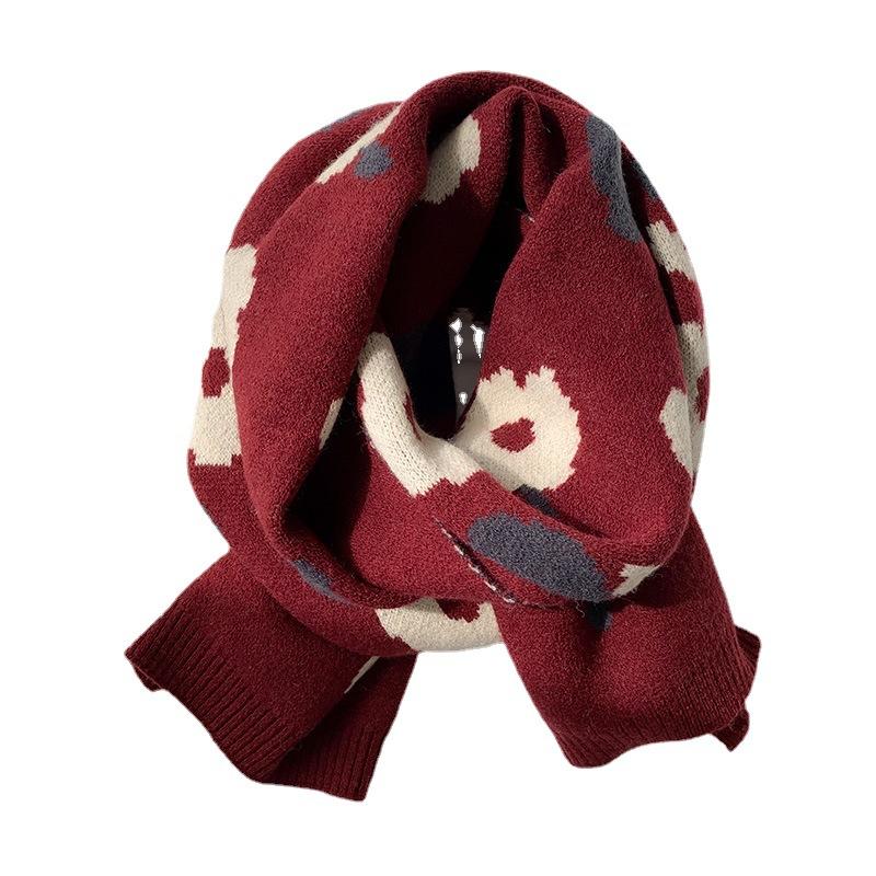 Korean Version Small Fresh Knitted Scarf for Women Autumn and Winter Korean Version Japanese Versatile Ins Trendy Soft Girl Warm Woolen Scarf