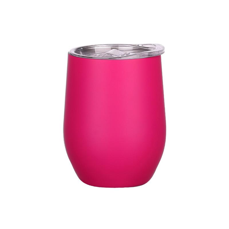 304 Stainless Steel Double-Layer Vacuum Insulated 12oz Egg-Shaped Cup, Portable U-Shaped Design with Heat Sublimation Spray.
