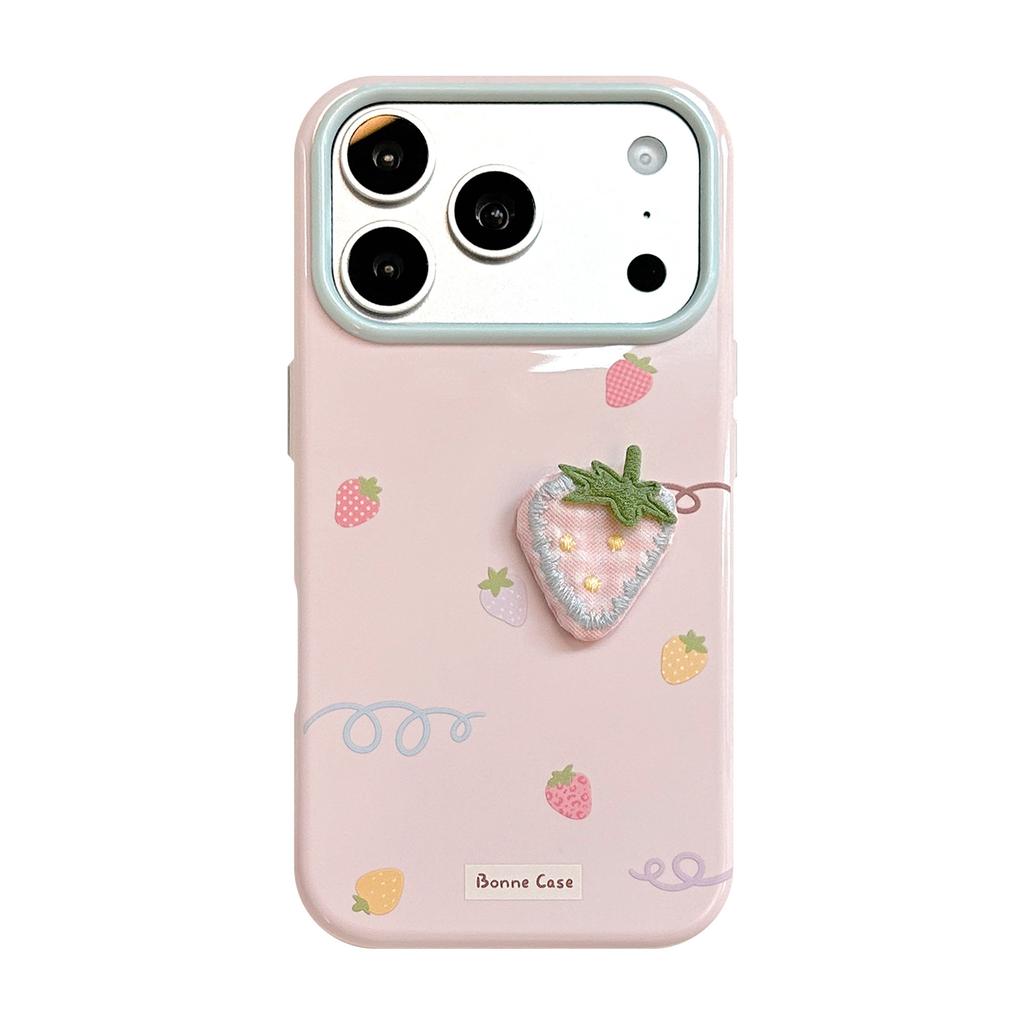 Fresh Strawberry Fabric Apple 17 Mobile Phone Case Iphone16pro Three-dimensional Ins Wind 14 Soft 13 Suitable for 15 Niche