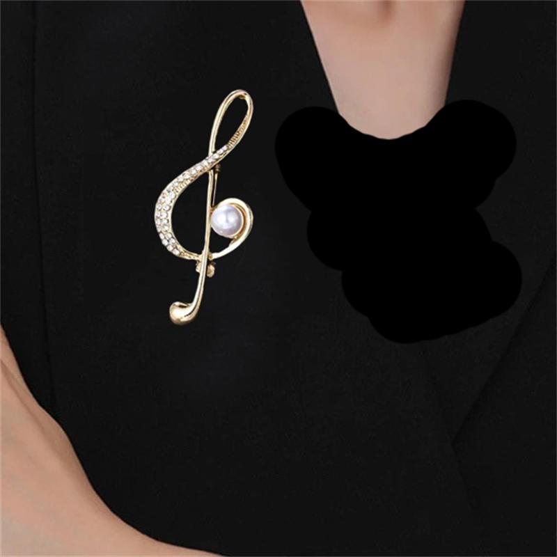 Broche de Note musicale en Zircon, signes musicaux simples, fausse perle, épingles à revers pour hommes et femmes, accessoires de Concert, bijoux cadeaux