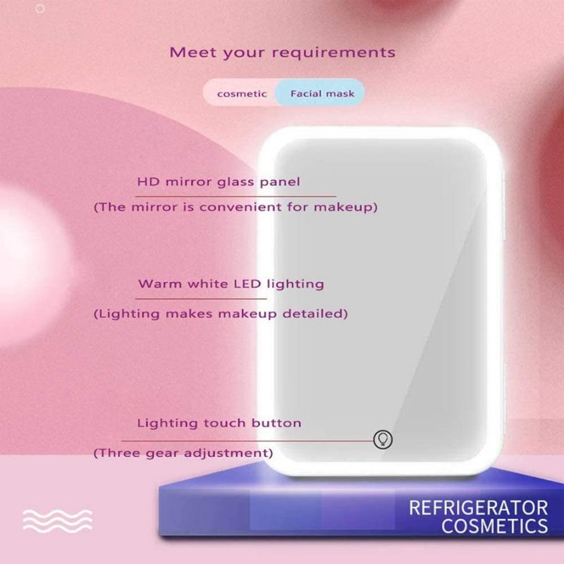 Mini Cosmetics Kjøleskap 4L LED Cosmetic Mirror Mute