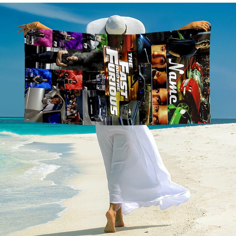 Custom Name Ultra-Soft Beach Towel with Fast & Furious Theme,Ideal for Pool - Camping, Diving - Perfect Travel Essential, Vibrant Beach Towel.