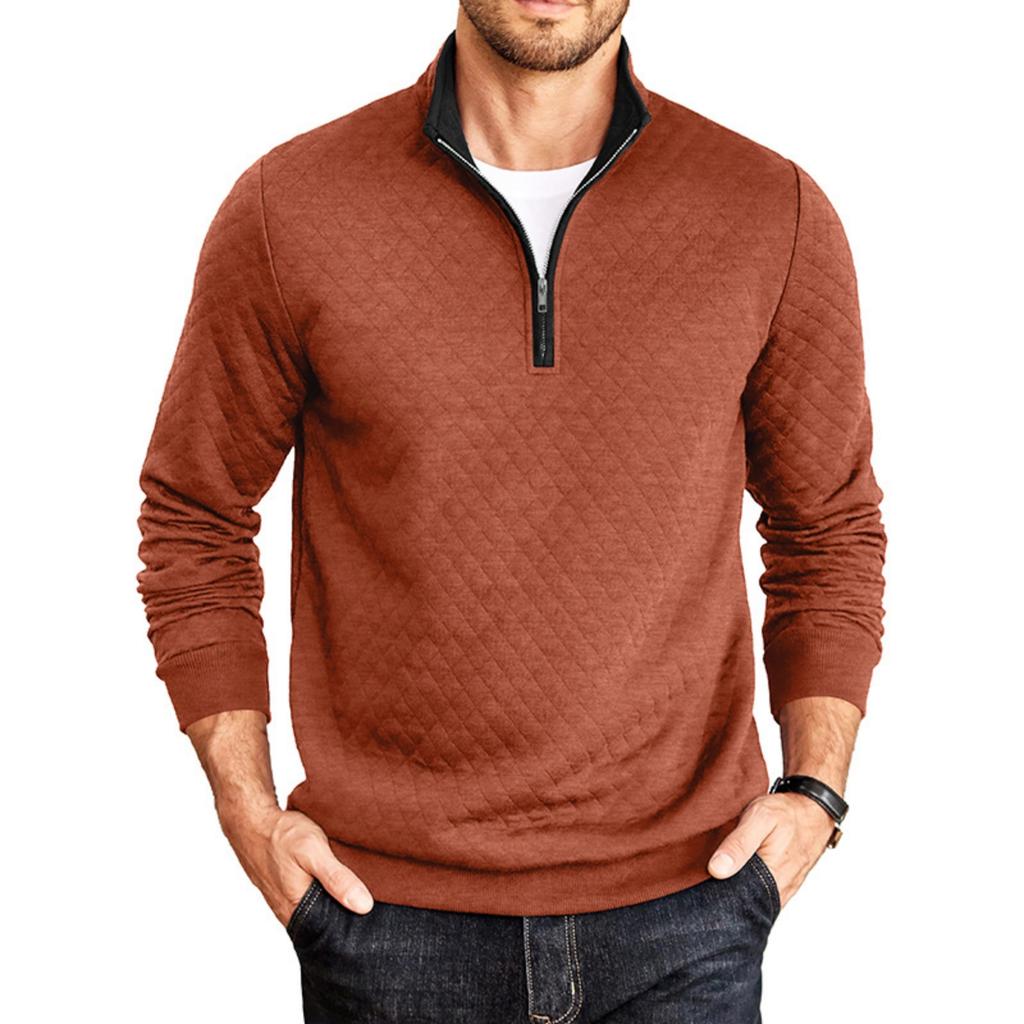 Men's Casual Half-Zip Pullover Hoodie, Long Sleeve Stand Collar