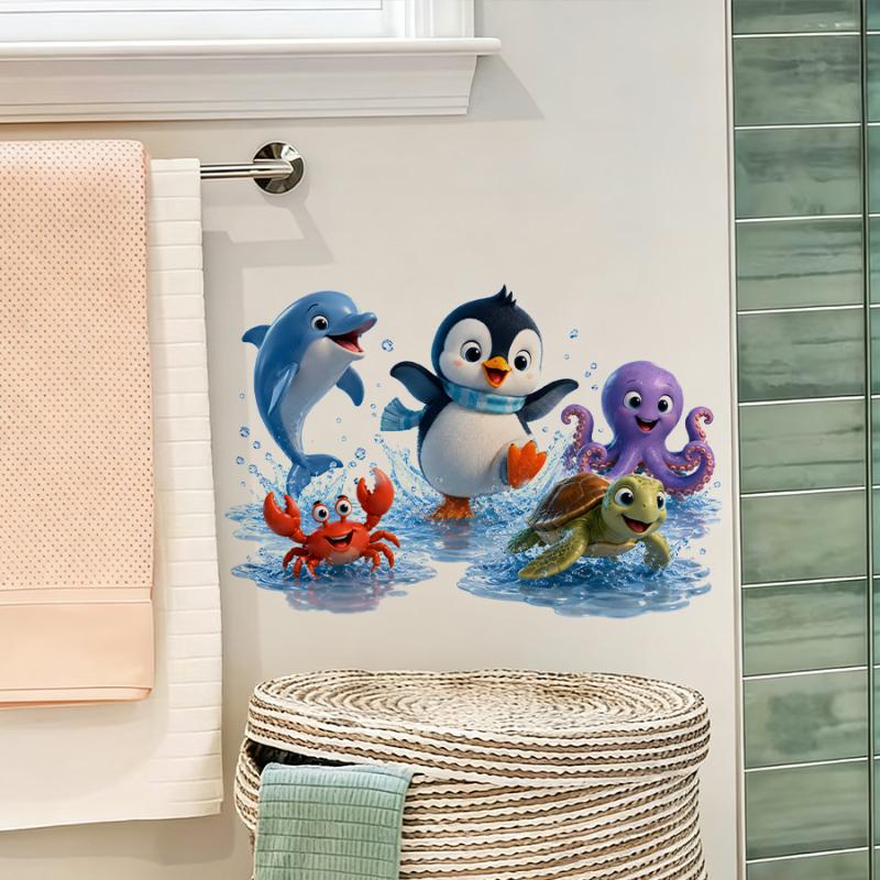 Bathroom Sink Area Backsplash Sticker Floral Waterproof Self Adhesive Removable Modern Home Decor Accessories