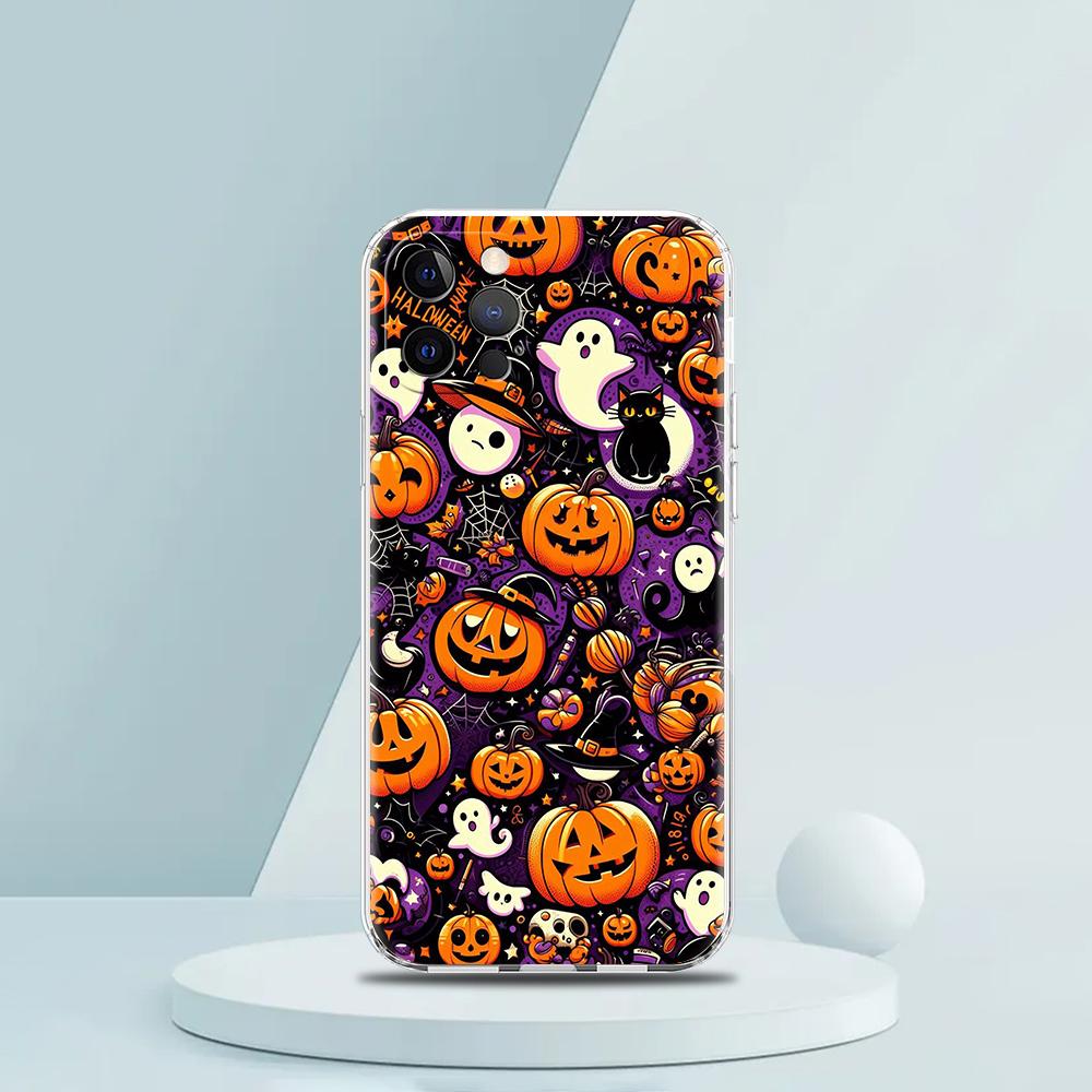 

Мягкий прозрачный чехол-бампер из ТПУ для iPhone 16 15 14 13 12 11 Pro Max XR 8 7 Plus Ударопрочный корпус Узор в стиле Хэллоуина for iPhone 16