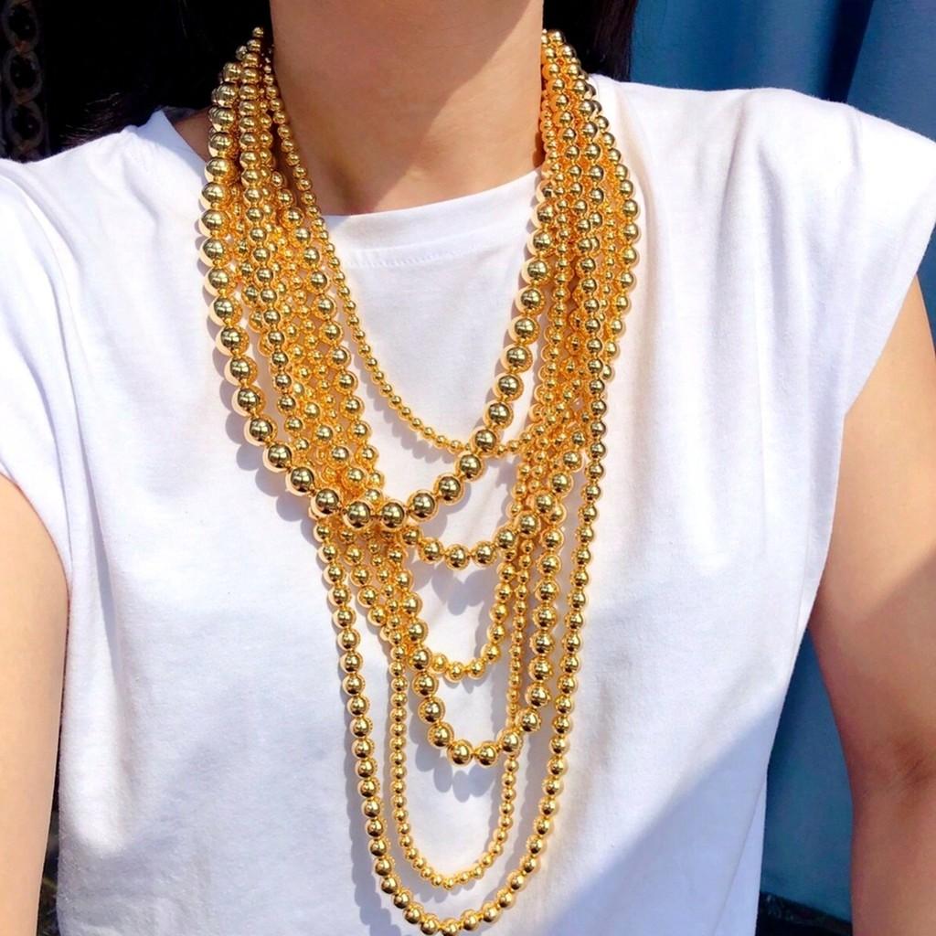 Beaded Exaggerated Gold Necklace With Multilayers For Women Fashion Accessory