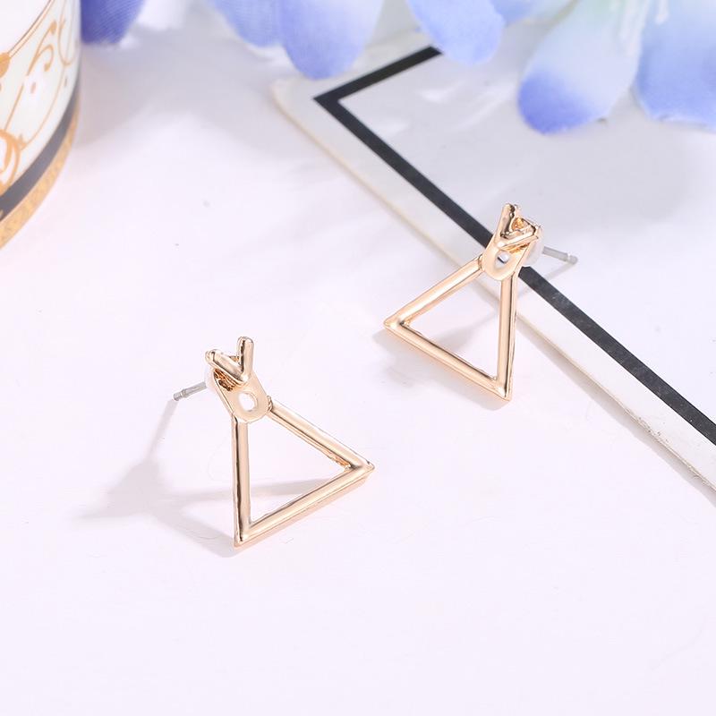 Cross-Border Fashion Jewelry: Creative Metal Hollow Triangle Diamond Earrings