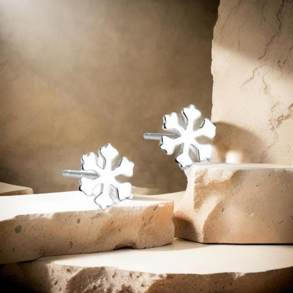 Women's 925 Silver Mini Petite Snowflake Earrings