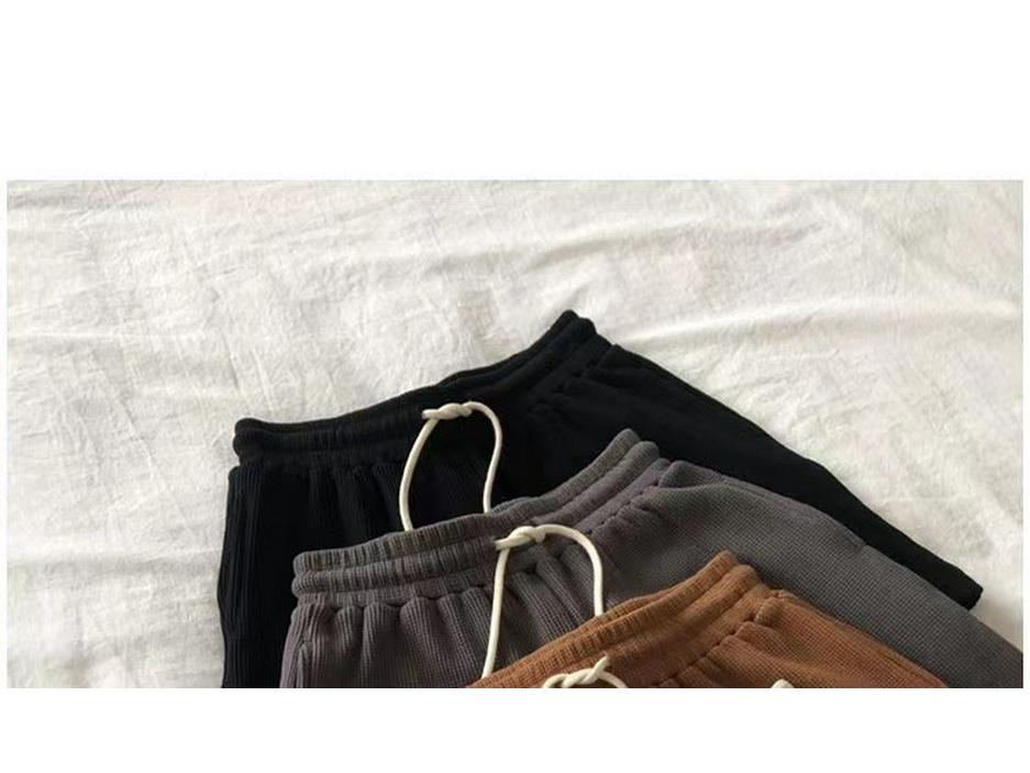 Korean-Style Summer Waffle Knit Women's Loose Wide-Leg Sports Shorts