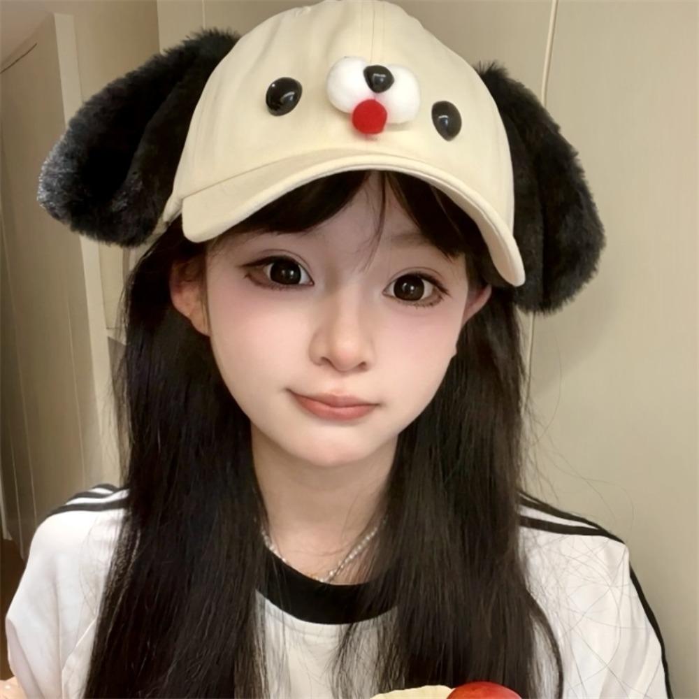 Cute Women's Baseball Cap Puppy Ears Duck Tongue Cap Lovely Girl's Sun Hat Outdoor