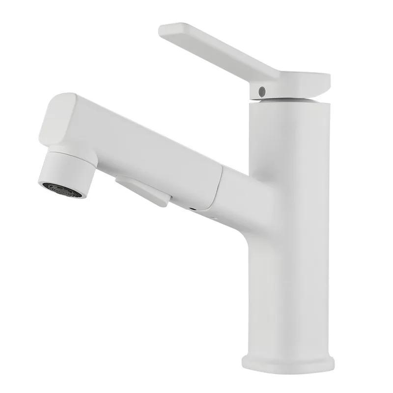 3 Patterns Bathroom Pull Out Taps Faucet with Pull Down Spray Swivel Spout Faucet Bathroom Sink Single Hole Pull Out Faucet