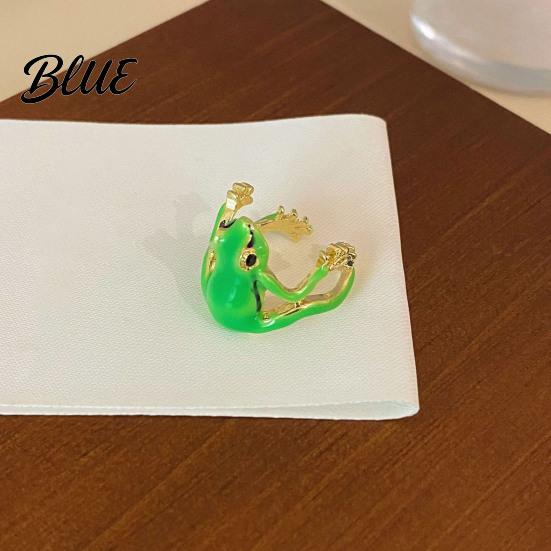 Gender-neutral Frog Ring 2Pcs Finger Rings Handmade Tree Design Bands