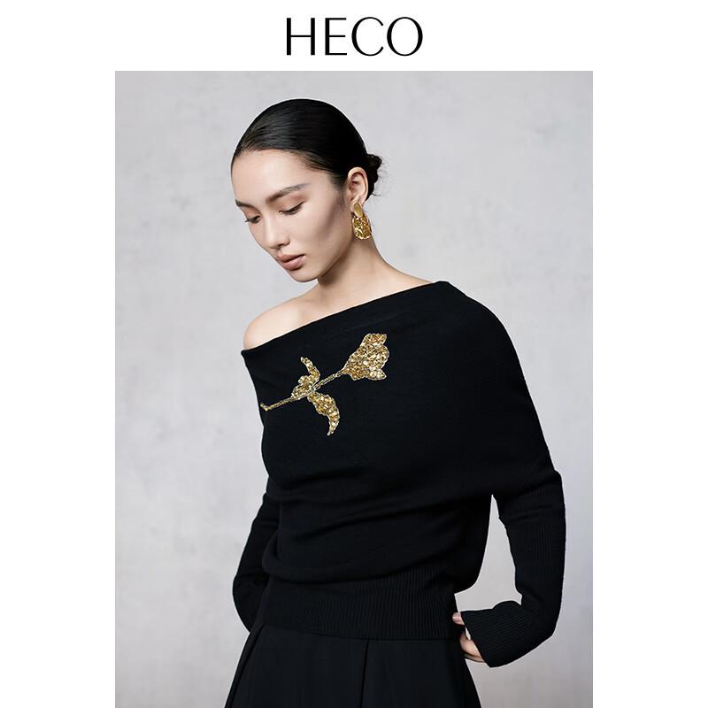 

HECO New Chinese Style Embroidered Off-Shoulder Knit Sweater S