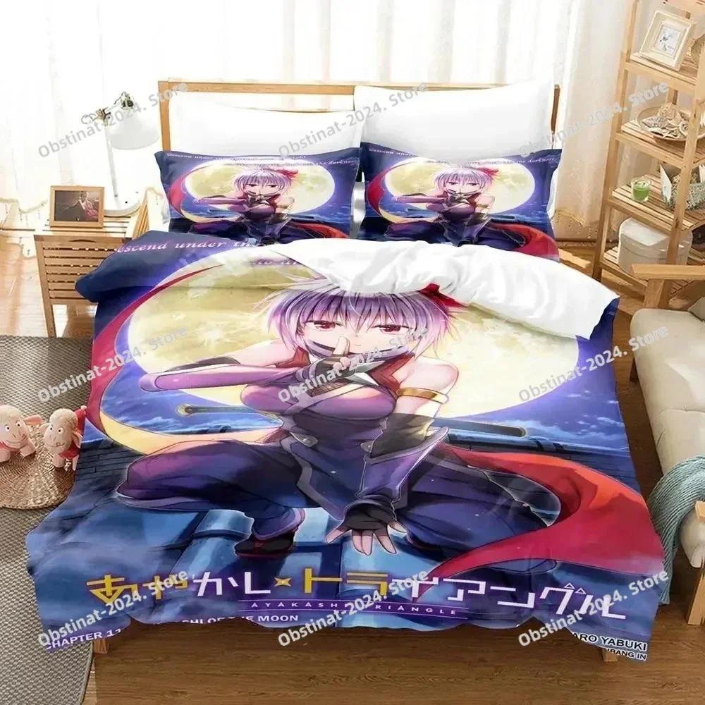 3D Anime Ayakashi Triangle Bedding Set Printed Bed Set With Pillowcase Bed Duvet Cover Soft Single Double Queen Super King Size