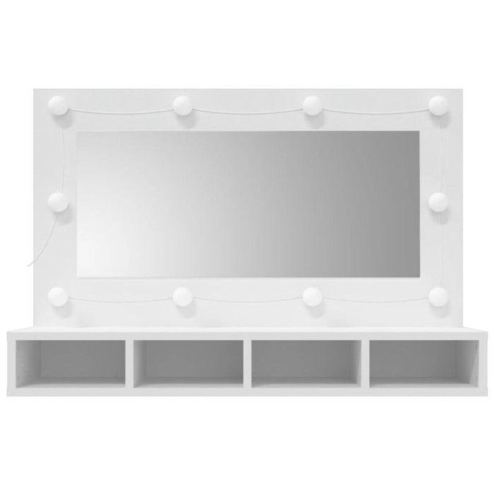 VidaXL Armoire à Miroir avec LED Armoire Murale Armoire de Salle de Bain Meuble de Rangement Armoire de Rangement Blanc 808891