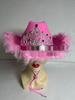 In-Stock Pink & Silver Fringed Rhinestone Crown Velour Western Cowboy Hat