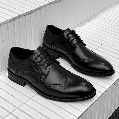 Fashion New Men Casual Derby Shoes Fashion Mens Formal Dress Footwear Handmade Leather Oxford Shoes All-match Male Brogue Shoes Sneakers
