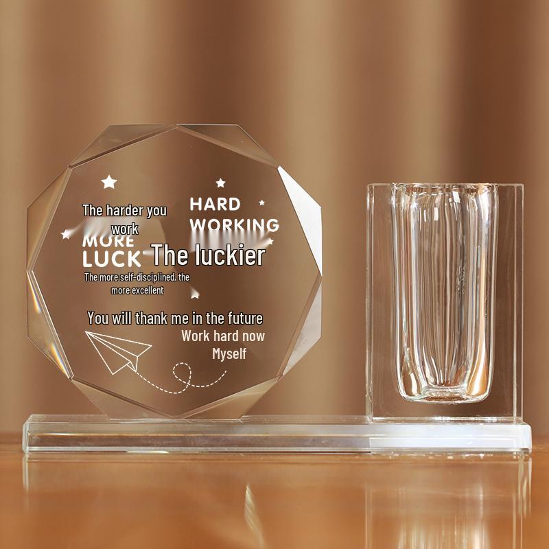 Inspirational Crystal Pen Holder: Parent-to-Child Gaokao Motivation Birthday Gift