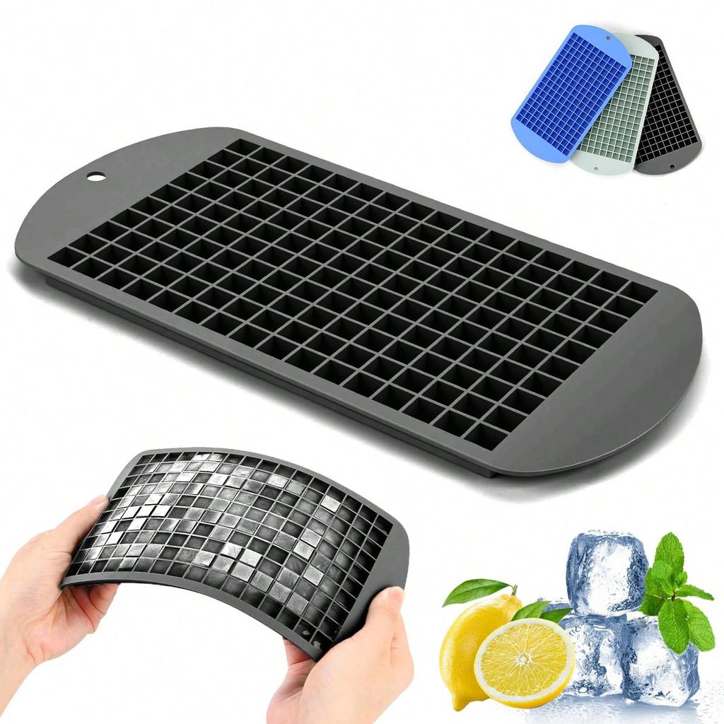 1Pc Black Silicone Ice Tray-160 Mini Cubes,Easy Release Mould for Crushed Ice&Ice Sand,Quick-Freezing&Reusable silicone mold