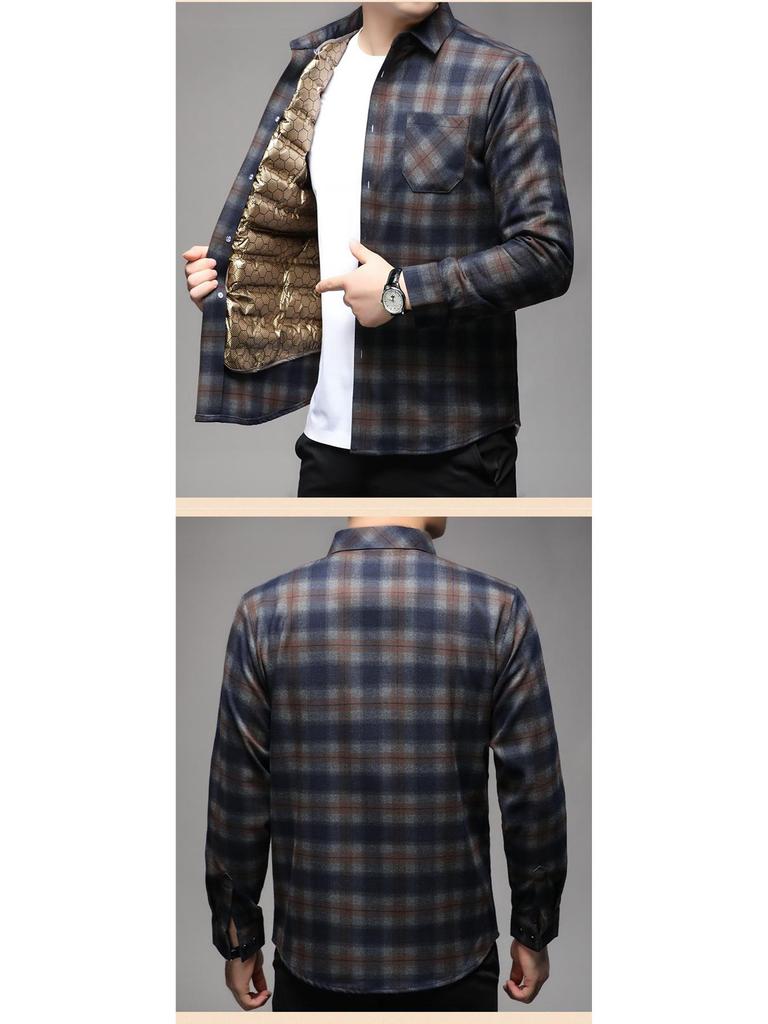 Men's Winter Goose Down Removable Long-Sleeved Shirt - Hengyuanxiang Colorful Sheep Collection for Middle-Aged and Elderly