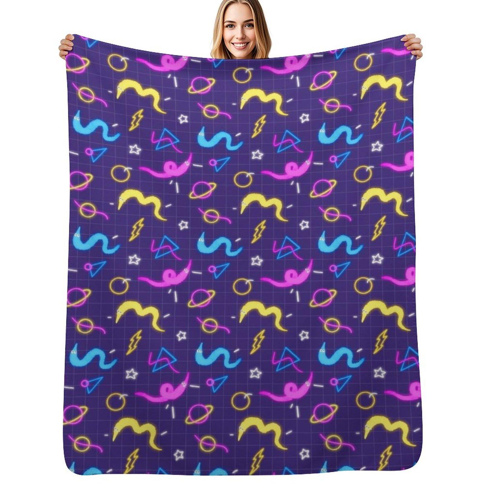 Worm on a String Bowling Alley Arcade Floor Throw Blanket Cozy Throw Blanket Birthday Gift for Him Her Size: 75*100cm, Weight: 230 GSM