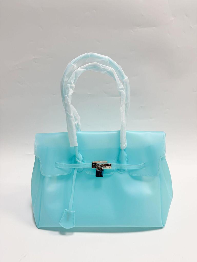 2026 Women's Waterproof TPU Jelly Handbag - Fashionable Lock Buckle Tote for Beach & Everyday Use