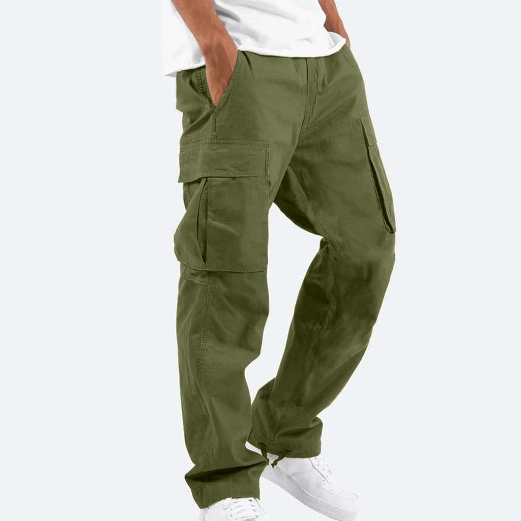 Salopette da uomo Pantaloni multitasche con coulisse Pantaloni casual Pantaloni da trekking Pantaloni in twill di cotone